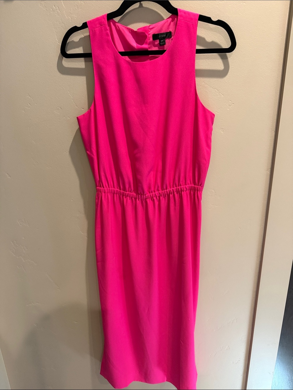 J. Crew Neon Pink Sleeveless Midi Dress